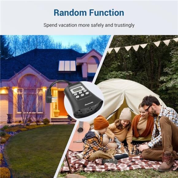 Outdoor Digital Timer for Lights,7Day Programmable Plug in Timer with 3 Grounded - Picture 5 of 7
